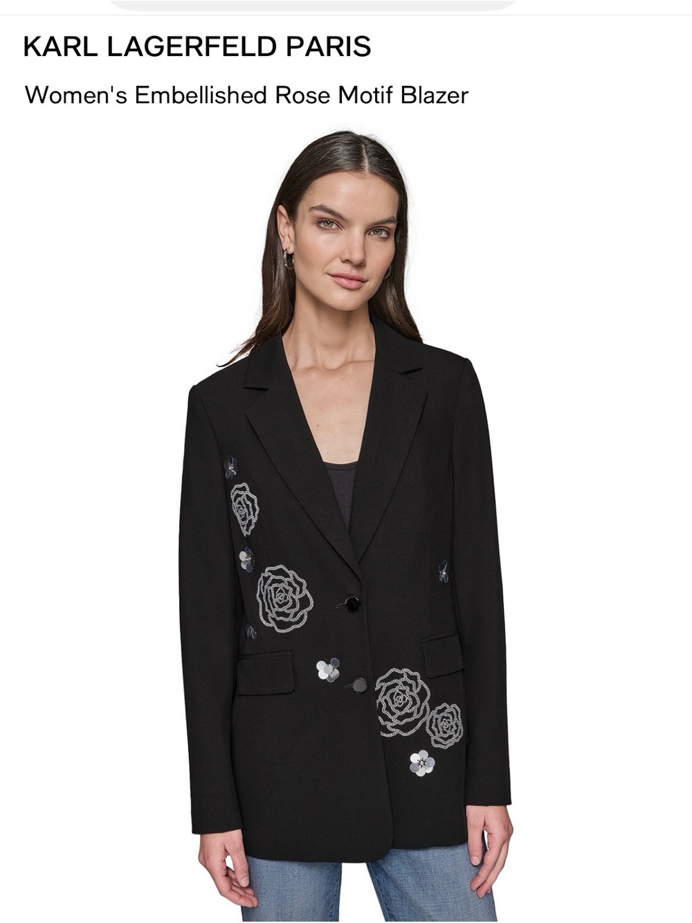 Karl Lagerfeld Women's Embellished Rose Motif Blazer
